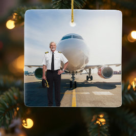 Pensionerad Pilot Flygplan Nato Bokstäver Beställn Julgransprydnad Keramik