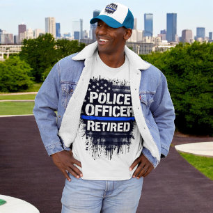 Pensionerad polis - US Blue Flagga Line T Shirt