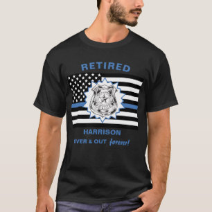 Pensionerad poliskår Tunnblått spår över och u T Shirt