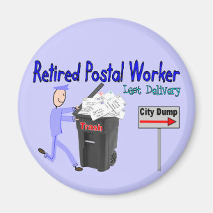 Pensionerad post- arbetarjumboleverans magnet