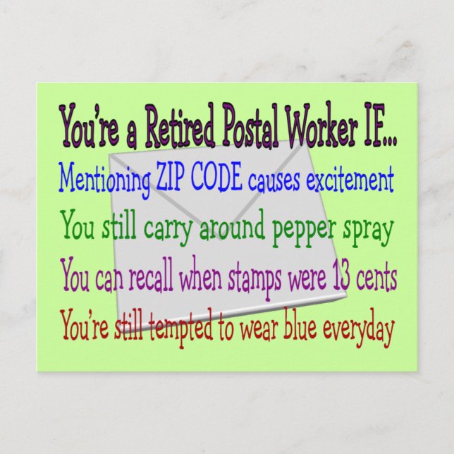 Pensionerad Postarbetare - Roliga T-Shirts och Pre Vykort (Framsida)