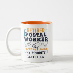 Pensionerad postarbetares Pension-prioritet Två-Tonad Mugg