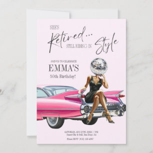 Pensionerad Rosa Cadillac Anpassad Inbjudan