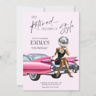 Pensionerad Rosa Cadillac Anpassad Inbjudan