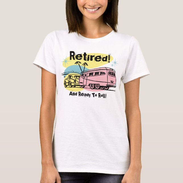 Pensionerad T-tröja för Retro släp T Shirt (Framsida)