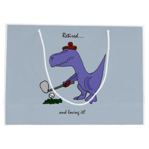 Pensionerad Trex Dinosaur som leker Golf