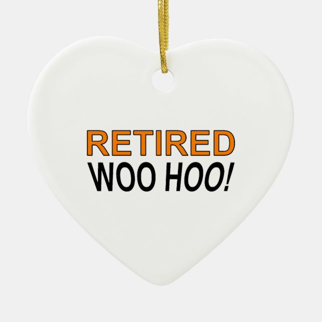 Pensionerad Woo Hoo Julgransprydnad Keramik (Framsidan)