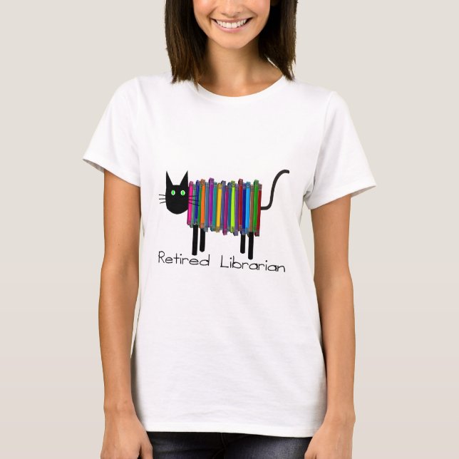 Pensionerade gåvor för bibliotekariebokkatt t-shirt (Framsida)