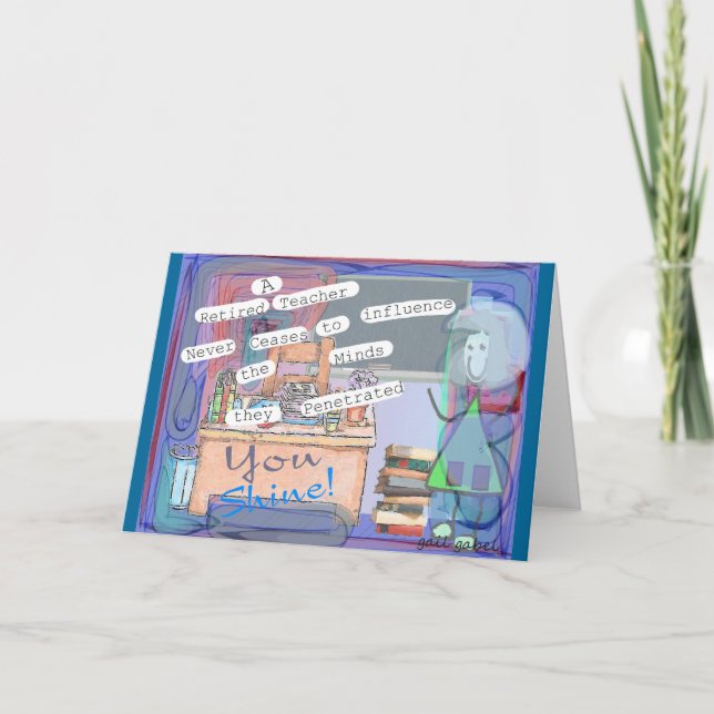 Pensionerade lärarekonstgåvor kort (Framsida)