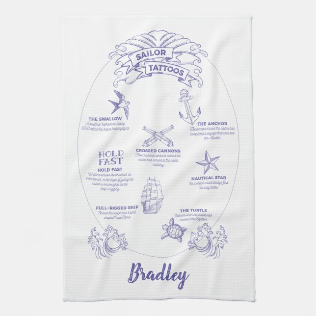 Pensionerade marinsoldater och sjömansverktyg kökshandduk (Vertikal)