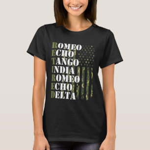 Pensionerade USA Militära Män Kvinnor Fonetisk Alf T Shirt