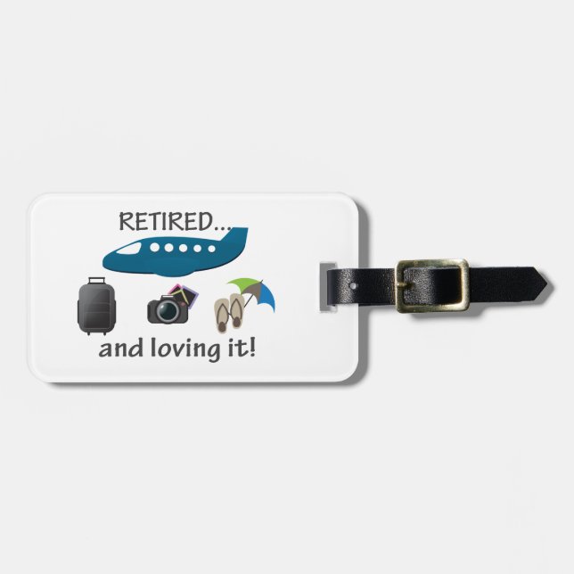 Pensionerat och älska det semester bagagebricka (Horisontell Framsida)