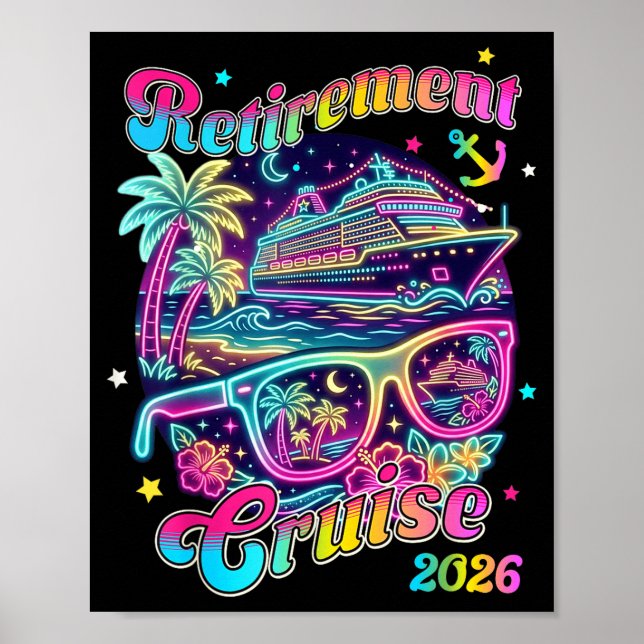 Pensionering 2026 kryssning på dagen för rolig mat poster (Framsidan)