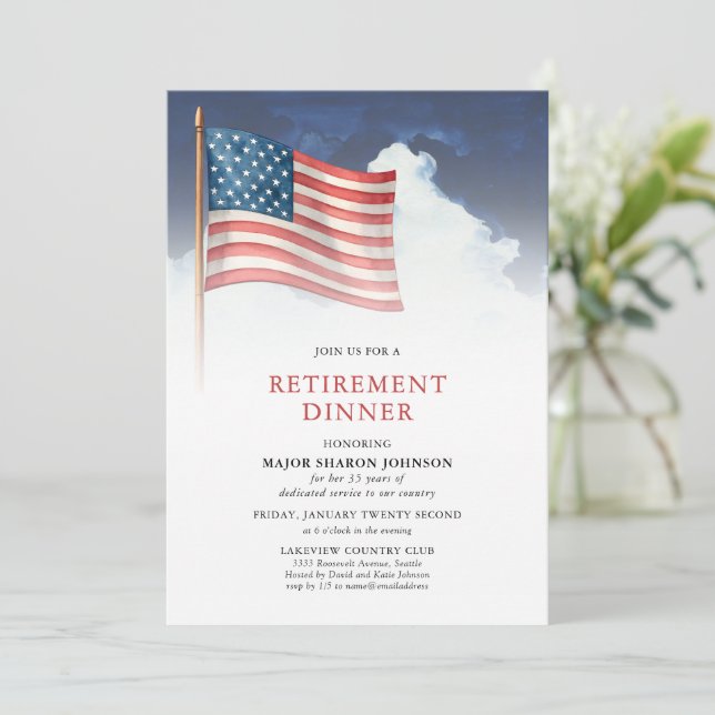 Pensionering av amerikansk militärflagga inbjudningar (Stående Fram)