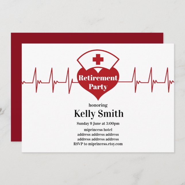 Pensionering inom omvårdnad inbjudningar (Fram/baksida)