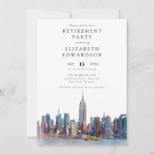 Pensioneringsfest med New York Citys siluett Inbjudningar