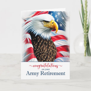 Pensioneringsgratulationer Örn och amerikansk flag Kort