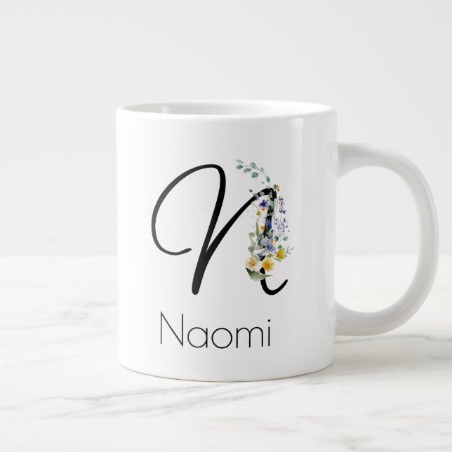 Pensioneringspresent arbetsgivare monogram akvarel jumbo mugg (Höger)