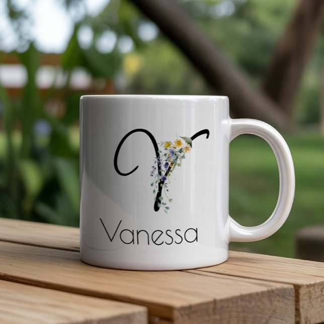 Pensiongåva arbetsgivare monogram akvarell  jumbo mugg (Skapare uppladdad)