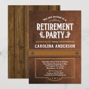 Pensionpartyinbjudan. Flott fauxläder Inbjudningar