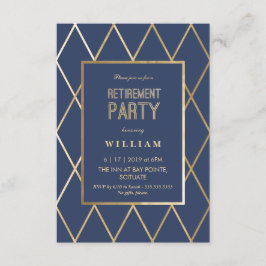 Pensionpartyinbjudan - guld- elegant, trendig inbjudningar