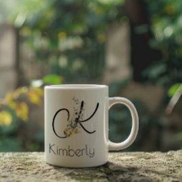 Pensionsgåva arbetsgivare monogram akvarell jumbo mugg