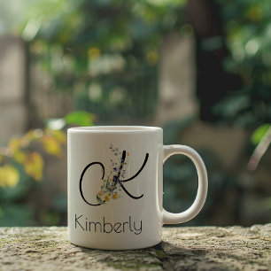 Pensionsgåva arbetsgivare monogram akvarell jumbo mugg