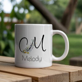 Pensionsgåva arbetsgivare monogram akvarell jumbo mugg