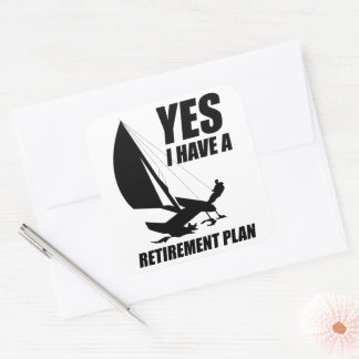 Pensionsplan Katamaran Trampolin Segling Kapten Fyrkantigt Klistermärke
