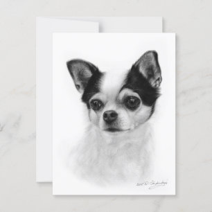 "Pensive" Award Winning Chihuahua Painting Vykort