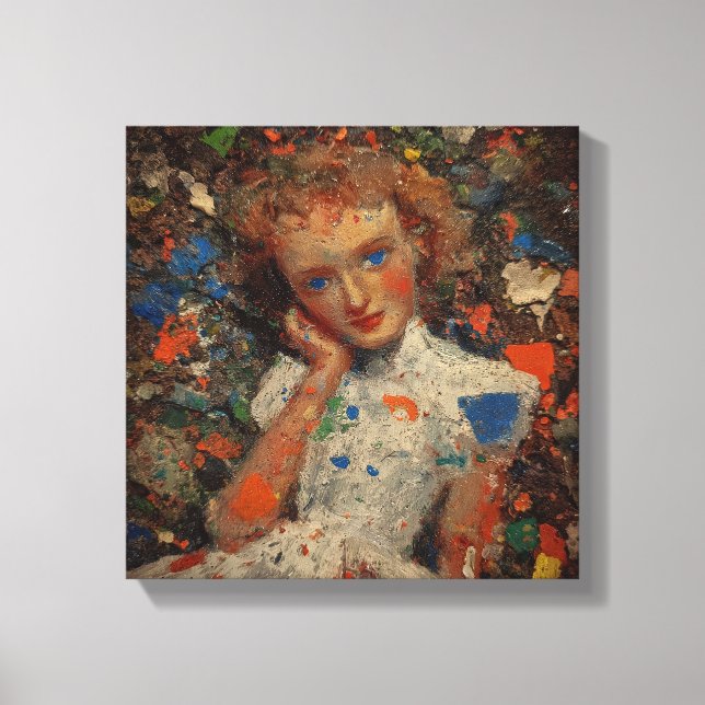 Pensive Girl Portrait | expressionism  Canvastryck (Framsida)