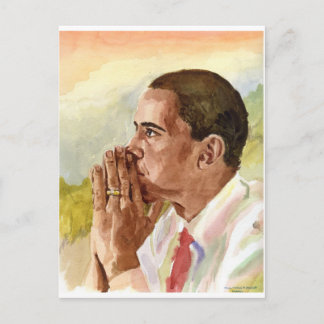 Pensive Obama Vykort