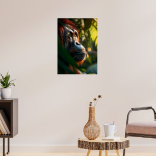 Pensive Orangutan i Jungle Poster