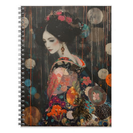 Pensive Woman in Kimono notebook Anteckningsbok