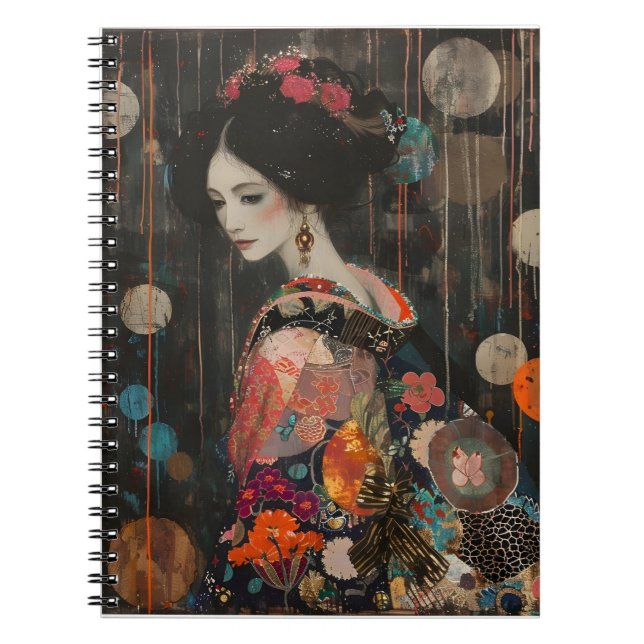 Pensive Woman in Kimono notebook Anteckningsbok (Framsidan)