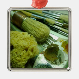 Penslar och måla julgransprydnad metall