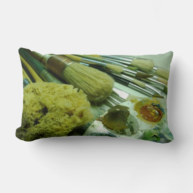 Penslar och måla lumbarkudde (Framsida)