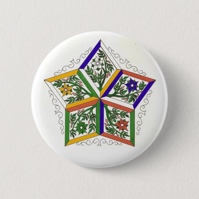 Penta-Stjärnan i blommor klämmer fast Knapp (Framsida)