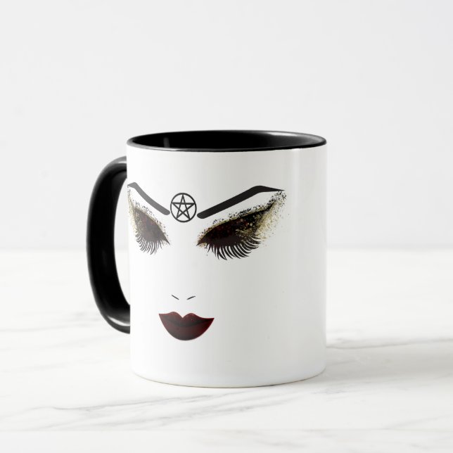 Pentacle Beauty Ögonfransar och mörka läppar Smink Mugg (Framsida vänster)