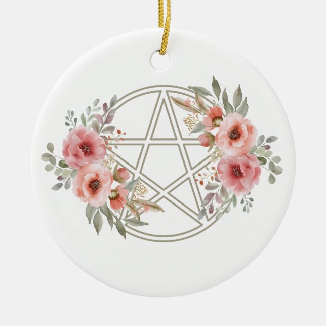 Pentacle-Blommigt för tyst läge Julgransprydnad Keramik (Framsidan)