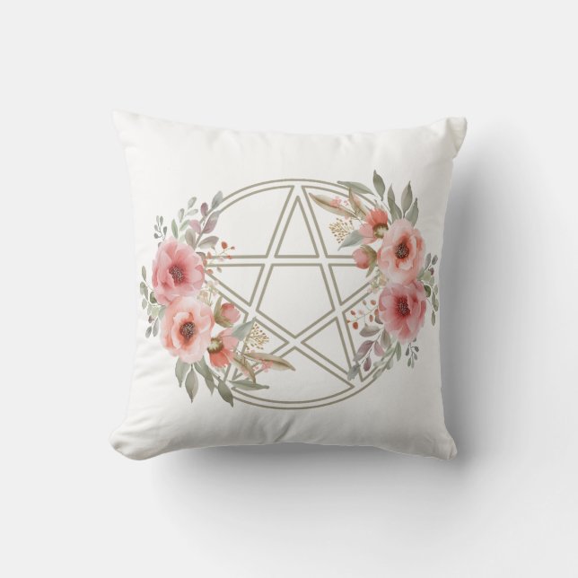 Pentacle-Blommigt för tyst läge Kudde (Framsida)