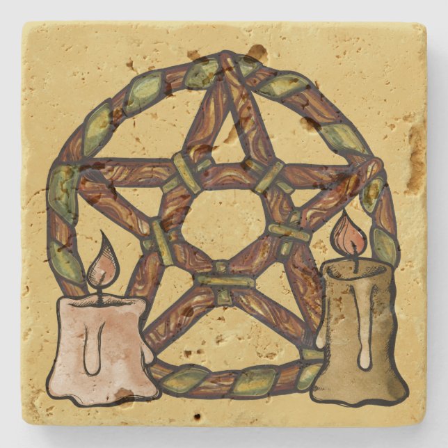 Pentacle Grönt Witch Bli Witchcraft Artwork Stenunderlägg (Framsidan)