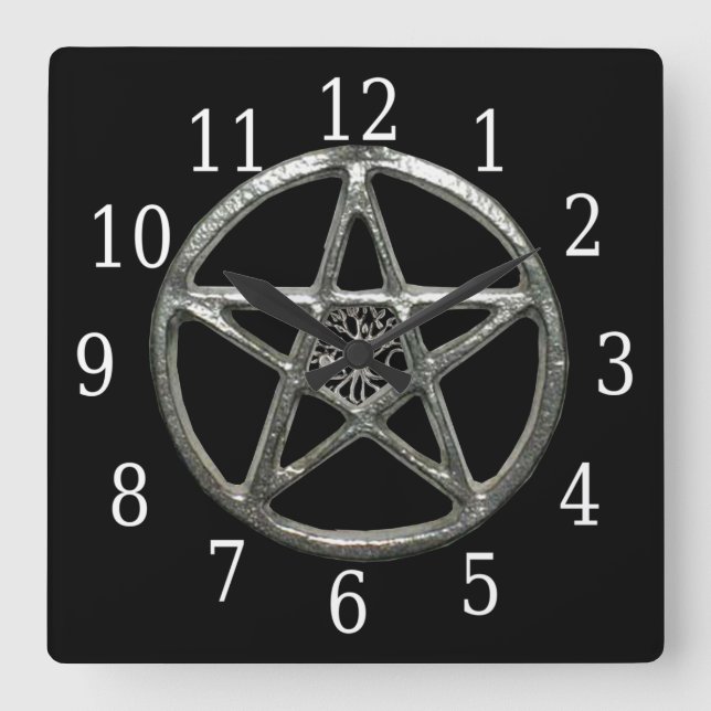 Pentacle Livets träd Square Clock Fyrkantig Klocka (Framsida)
