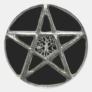 Pentacle Livets träd Stickers Runt Klistermärke