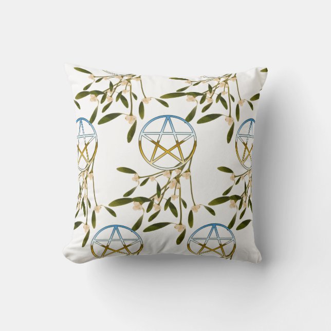 Pentacle med Mistletoe Kudde (Framsida)