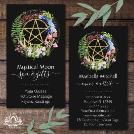 Pentacle Nature WandeFlowers Boho Black Visitkort