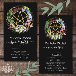 Pentacle Nature WandeFlowers Boho Black Visitkort