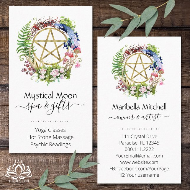 Pentacle Naturkrans Blommor Boho  Visitkort (Skapare uppladdad)