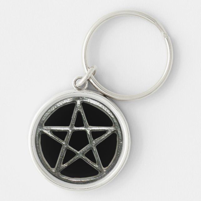 Pentacle-Nyckelring Rund Silverfärgad Nyckelring (Framsidan)