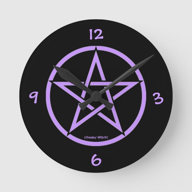Pentacle Pentagram Clock by Cheeky Witch! Rund Klocka (Framsida)